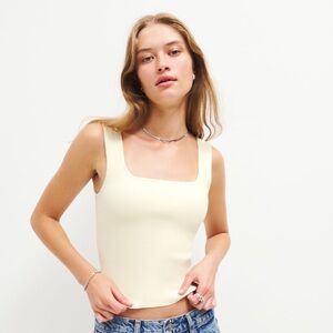 Reformation Julia Ribbed Sweater Tank in Ivory